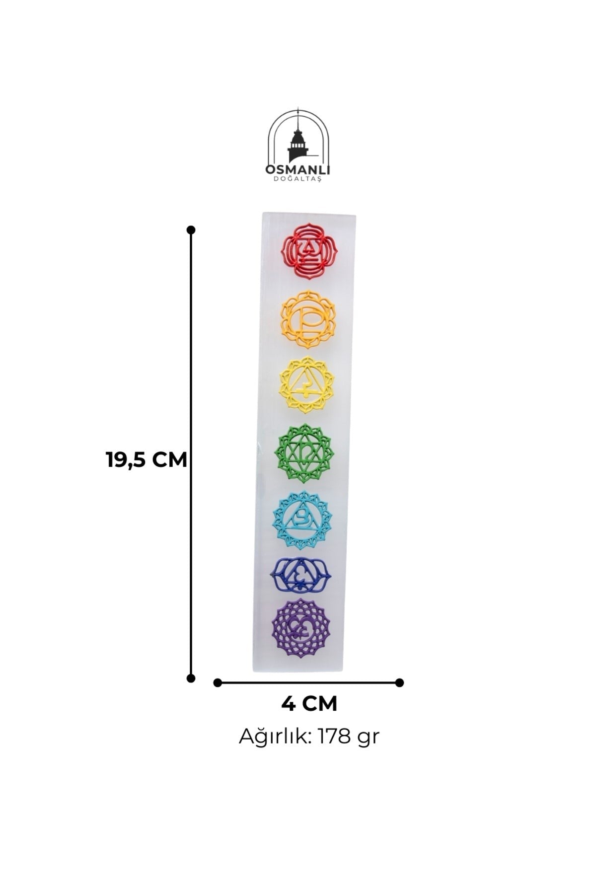 7 Çakra Kabartmalı Selenit Enerji Paneli (S.K. 228)