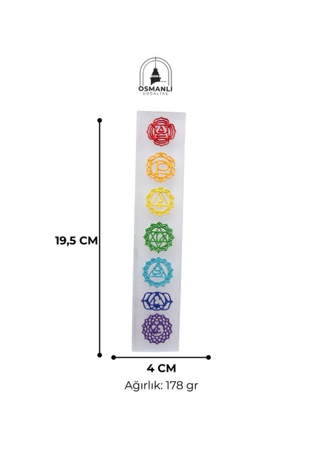 7 Çakra Kabartmalı Selenit Enerji Paneli (S.K. 228)