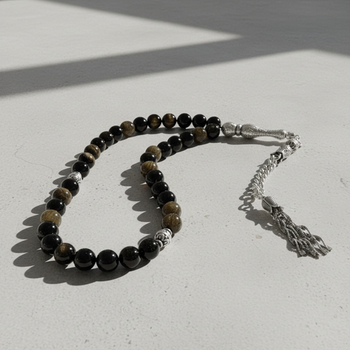 Golden Obsidyen Doğal Taş Tesbih – 33’lük / 8 mm