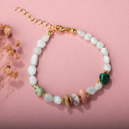 Pembe Opal-Krizokol-Larimar Doğal Taş Bileklik
