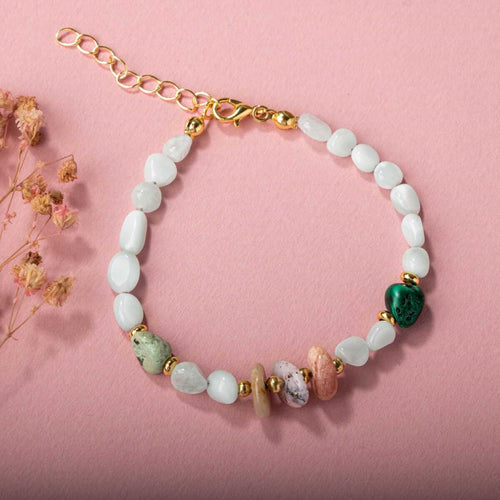Pembe Opal-Krizokol-Larimar Doğal Taş Bileklik