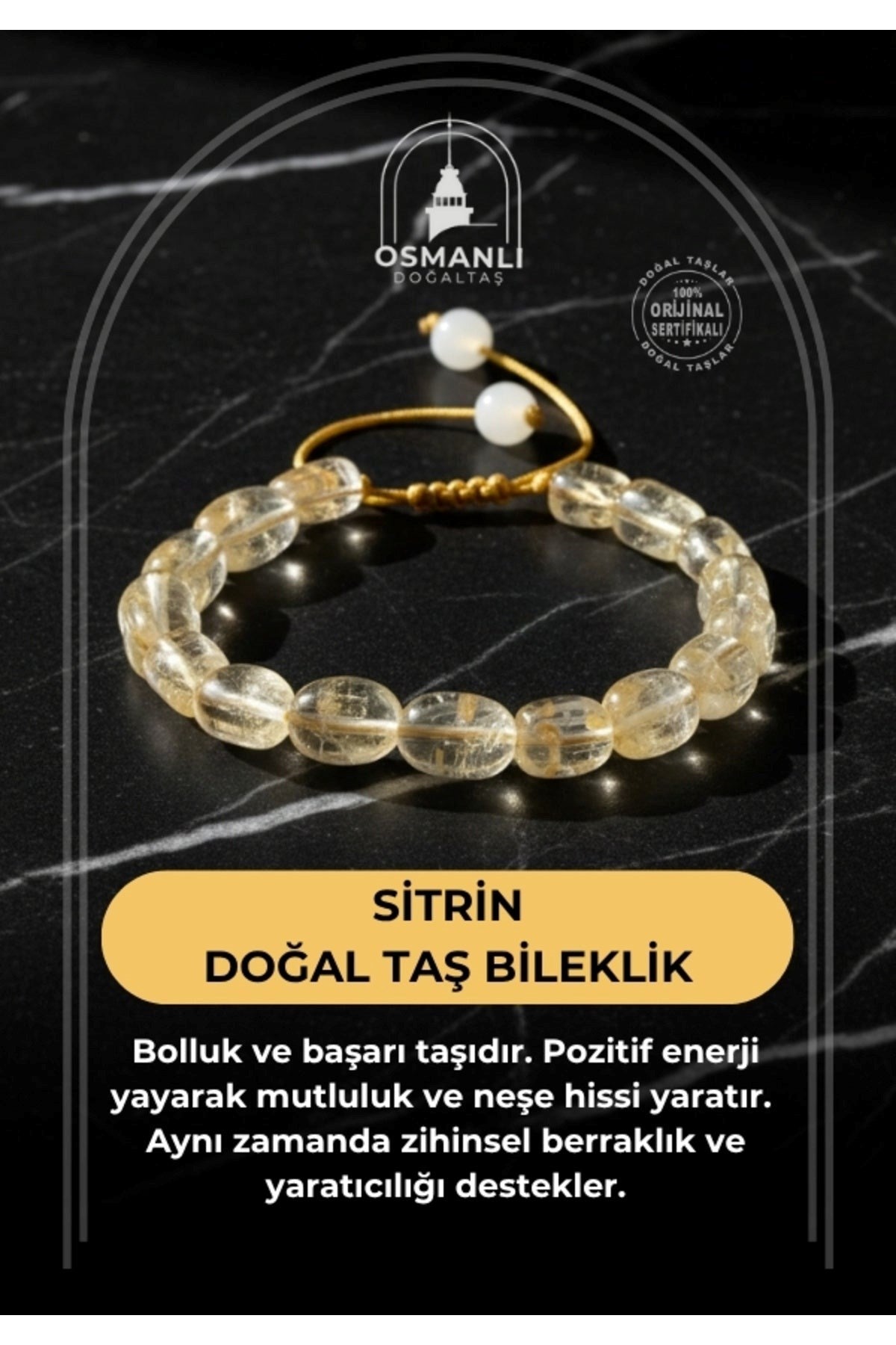Sitrin Natürel Kesim Doğal Taş Bileklik