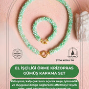 El İşçiliği Örme Krizopras Gümüş  Kapama Set (SK:118)