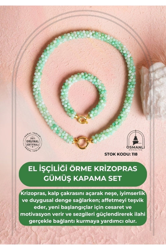 El İşçiliği Örme Krizopras Gümüş  Kapama Set (SK:118)