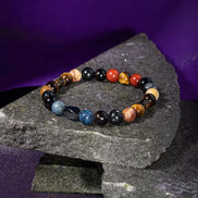 Oğlak Burcu Bileklik Dumanlı Kuvars, Dumortierit, Golden Obsidyen, Jasper, Kaplan Gözü
