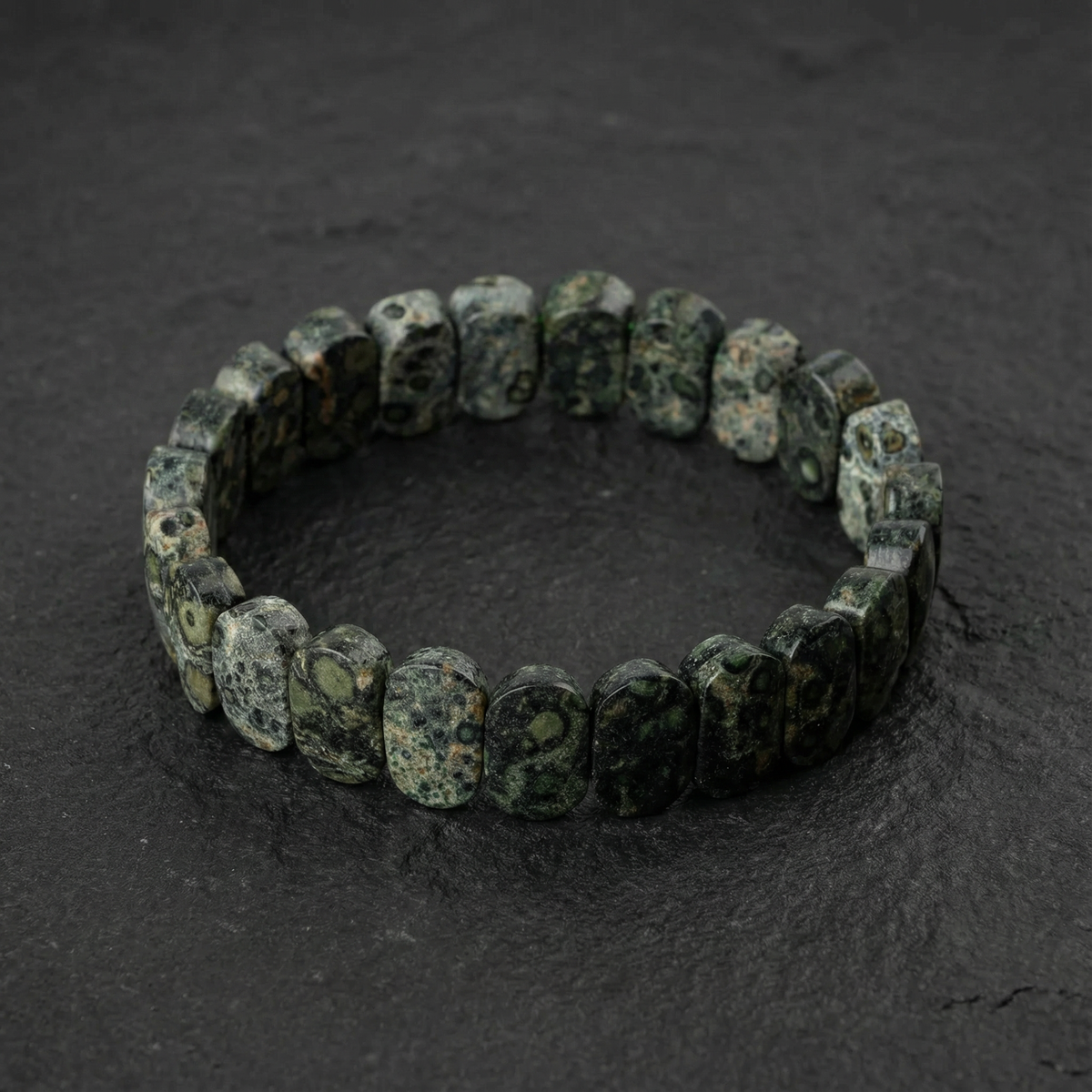 Yeşil Jasper Doğal Taş Geniş Kesim Bileklik (Rolex Stil)