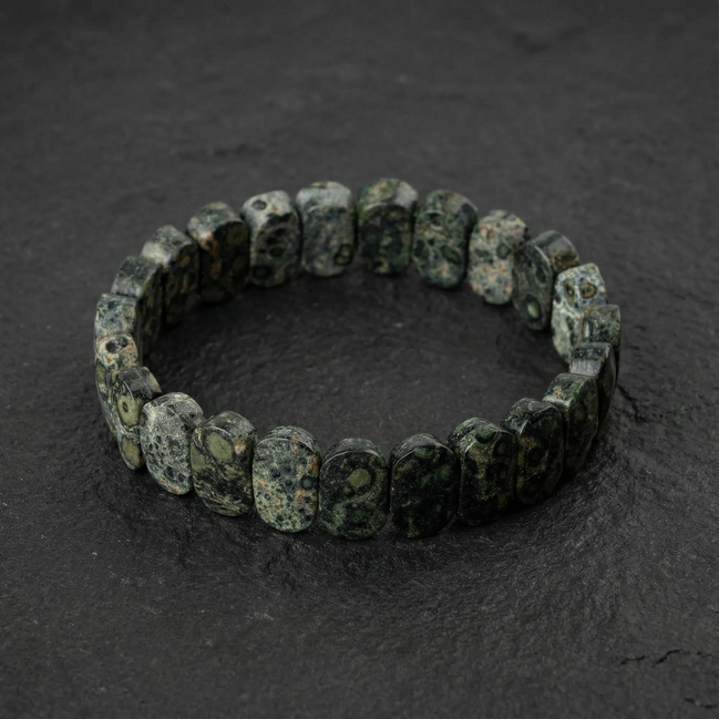 Yeşil Jasper Doğal Taş Geniş Kesim Bileklik (Rolex Stil)