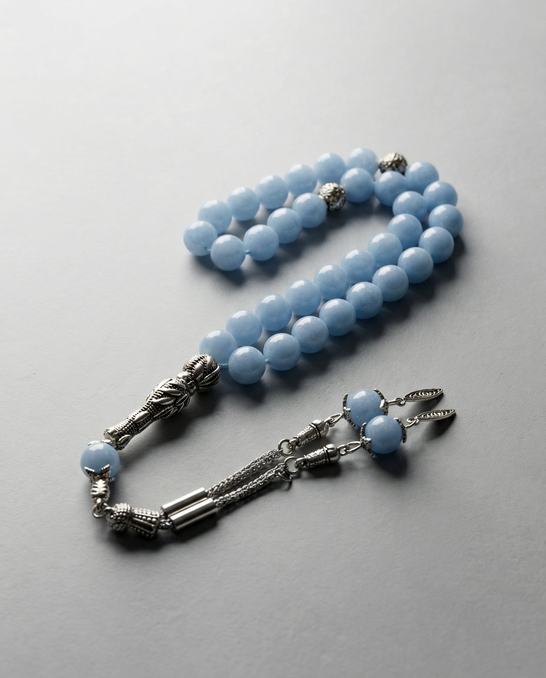 Anjelit Doğal Taş Tesbih 8 mm Küre Kesim