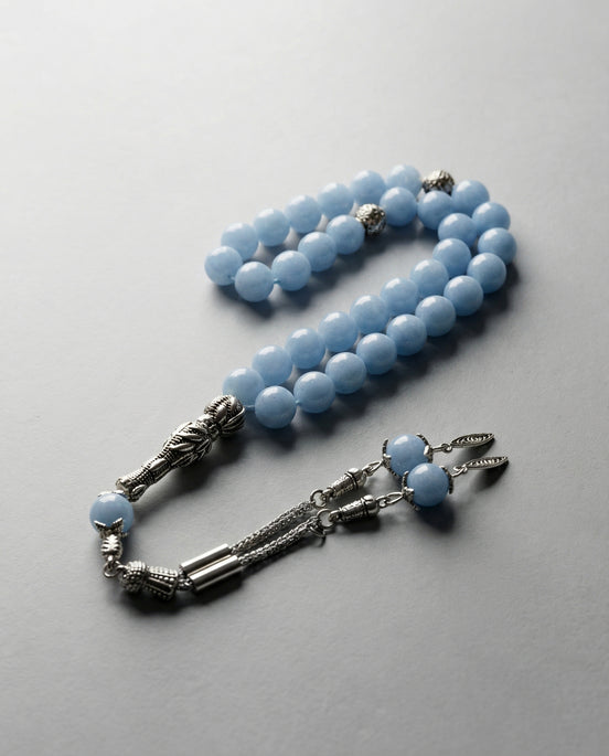 Anjelit Doğal Taş Tesbih 8 mm Küre Kesim