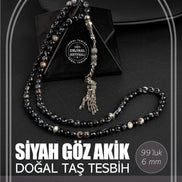 Siyah Göz Akik Doğal Taş Tesbih 99luk - 6mm