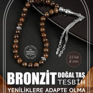 Bronzit Doğal Taş Tesbih 33lük - 8mm