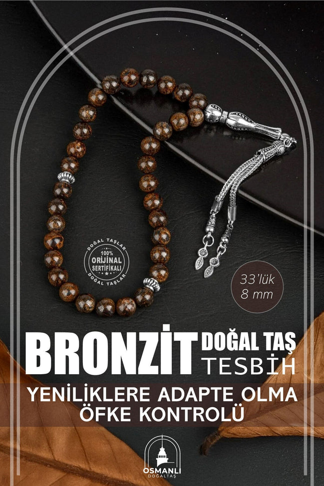 Bronzit Doğal Taş Tesbih 33lük - 8mm