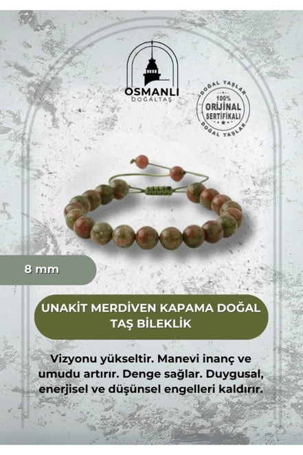 Unakit 8mm Merdiven Kapama Doğal Taş Bileklik