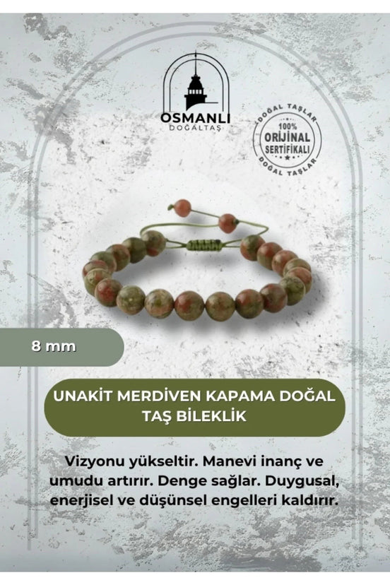 Unakit 8mm Merdiven Kapama Doğal Taş Bileklik