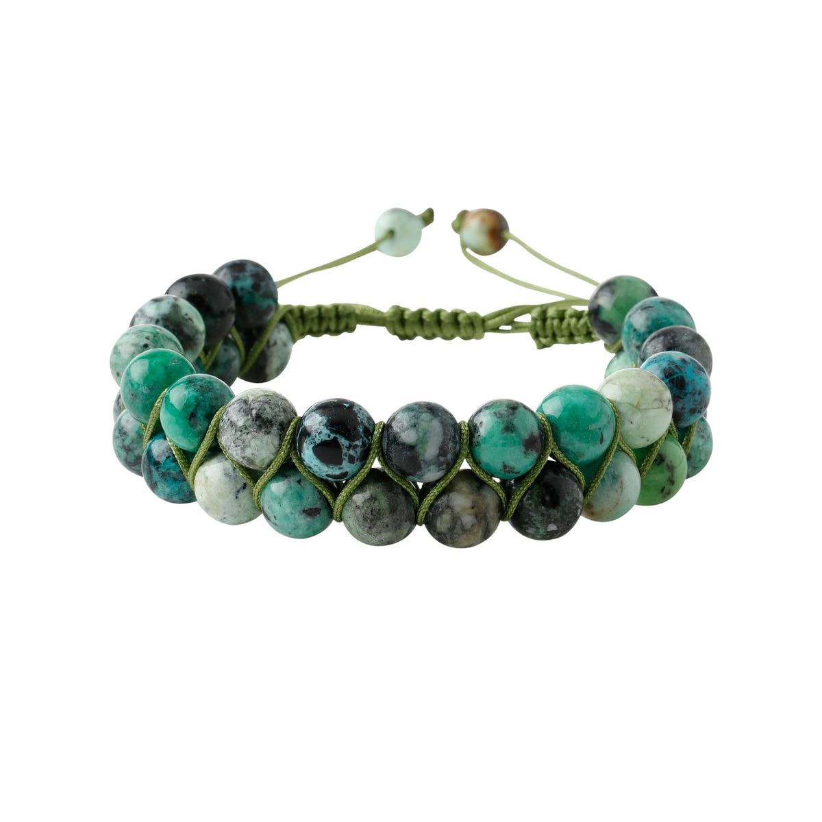 İspanyol Varisit 8 mm Çift Sıra Makrome Doğal Taş Bileklik – Özel Tasarım
