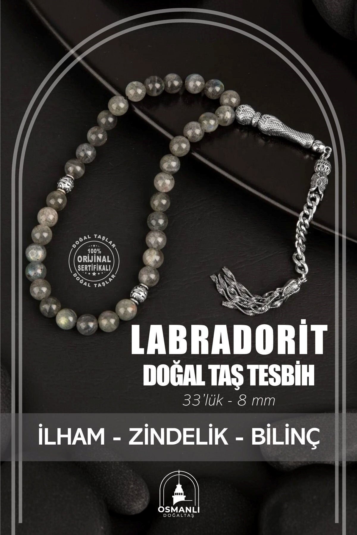 Labradorit Doğal Taş Tesbih 33lük - 8mm
