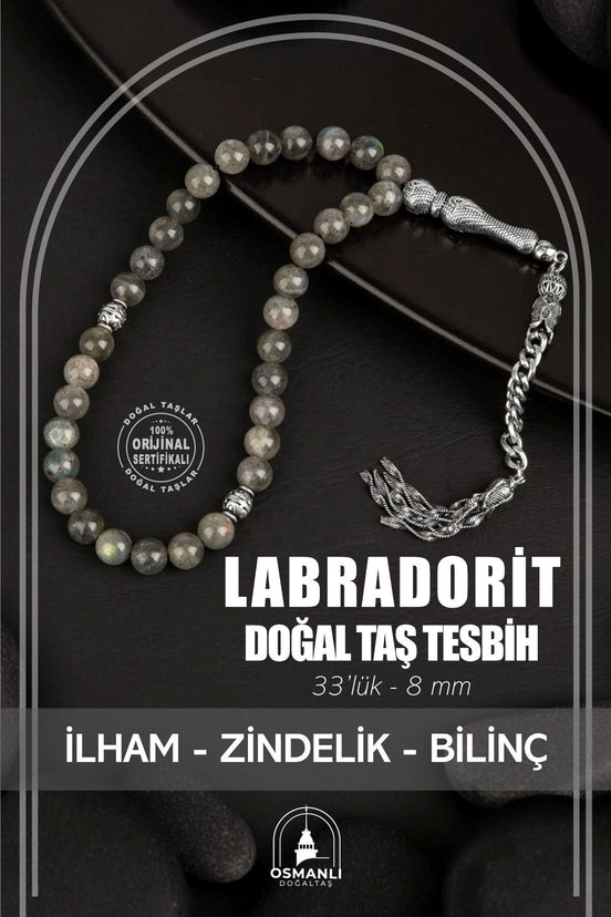 Labradorit Doğal Taş Tesbih 33lük - 8mm