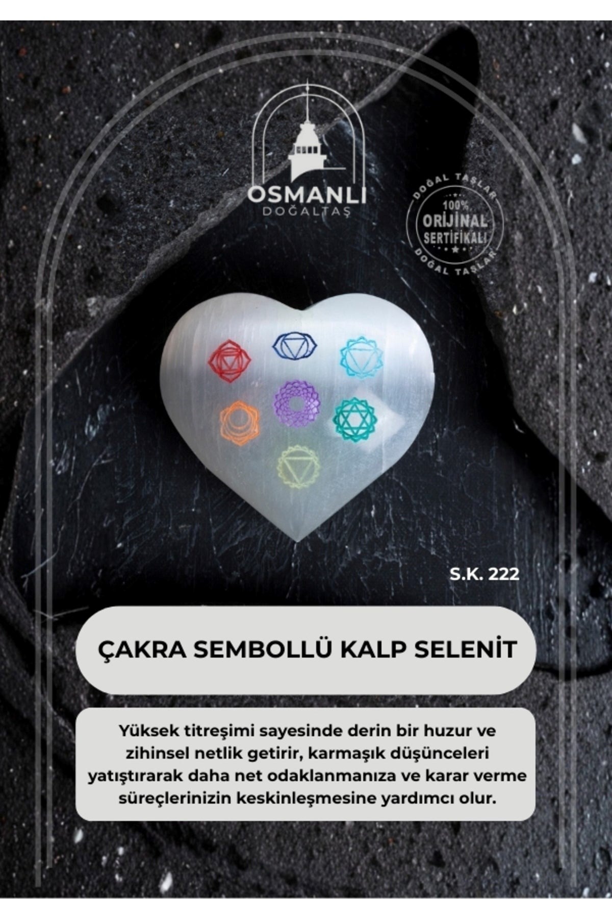 Çakra Sembollü Kalp Selenit (S.K. 222)