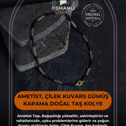 Sertifikalı Ametist, Çilek Kuvars Gümüş Kapama Doğal Taş Kolye