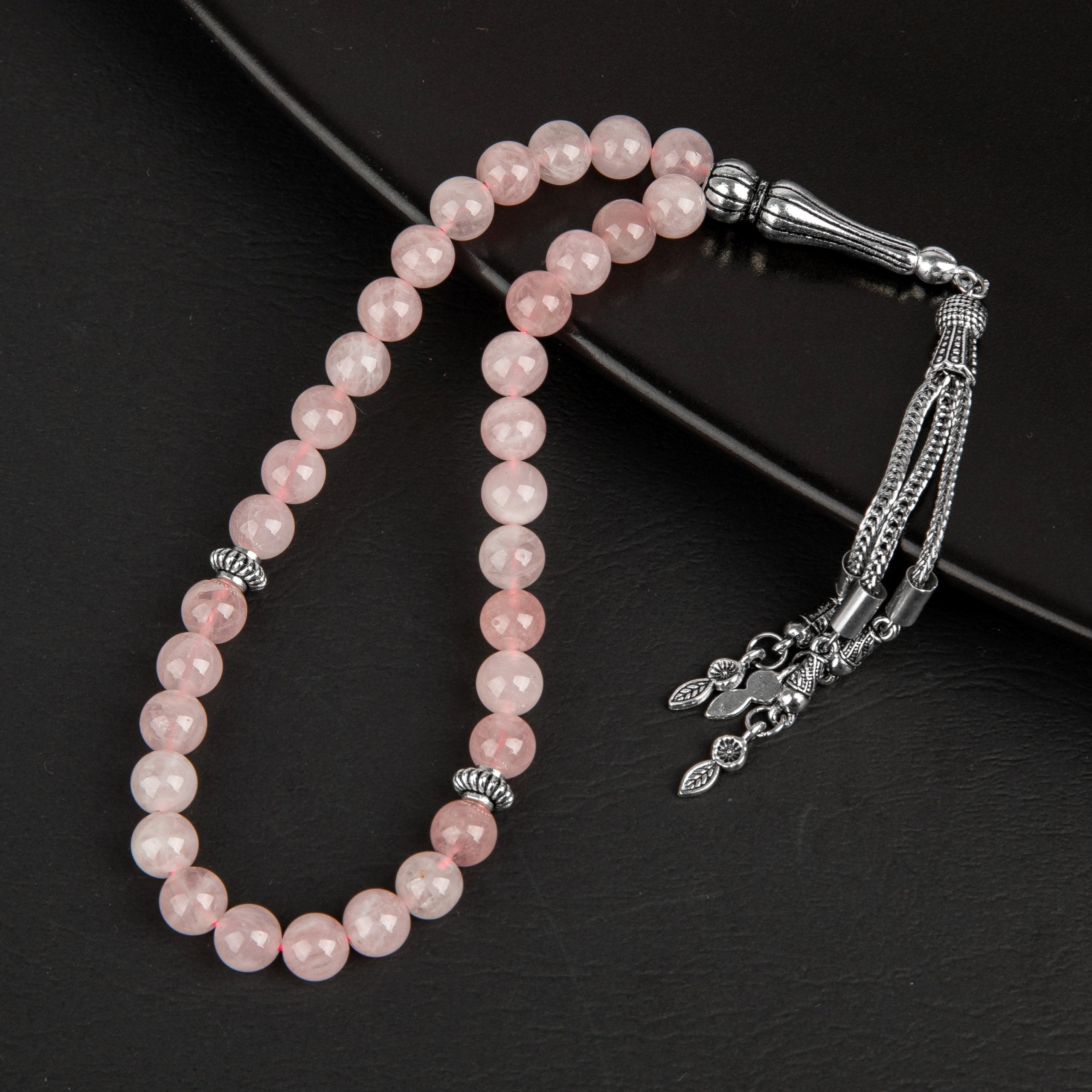 Pembe Kuvars (Gül Kuvars) Doğal Taş Tesbih – 33’lük / 8 mm
