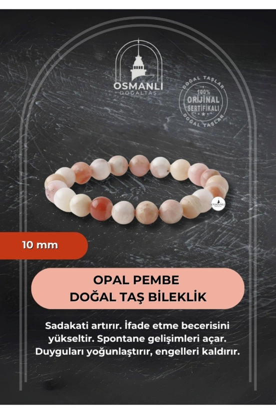 Opal Pembe 10mm Doğal Taş Bileklik