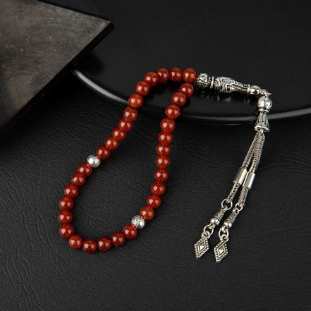 Kırmızı Akik Doğal Taş Tesbih – 33’lük / 6 mm
