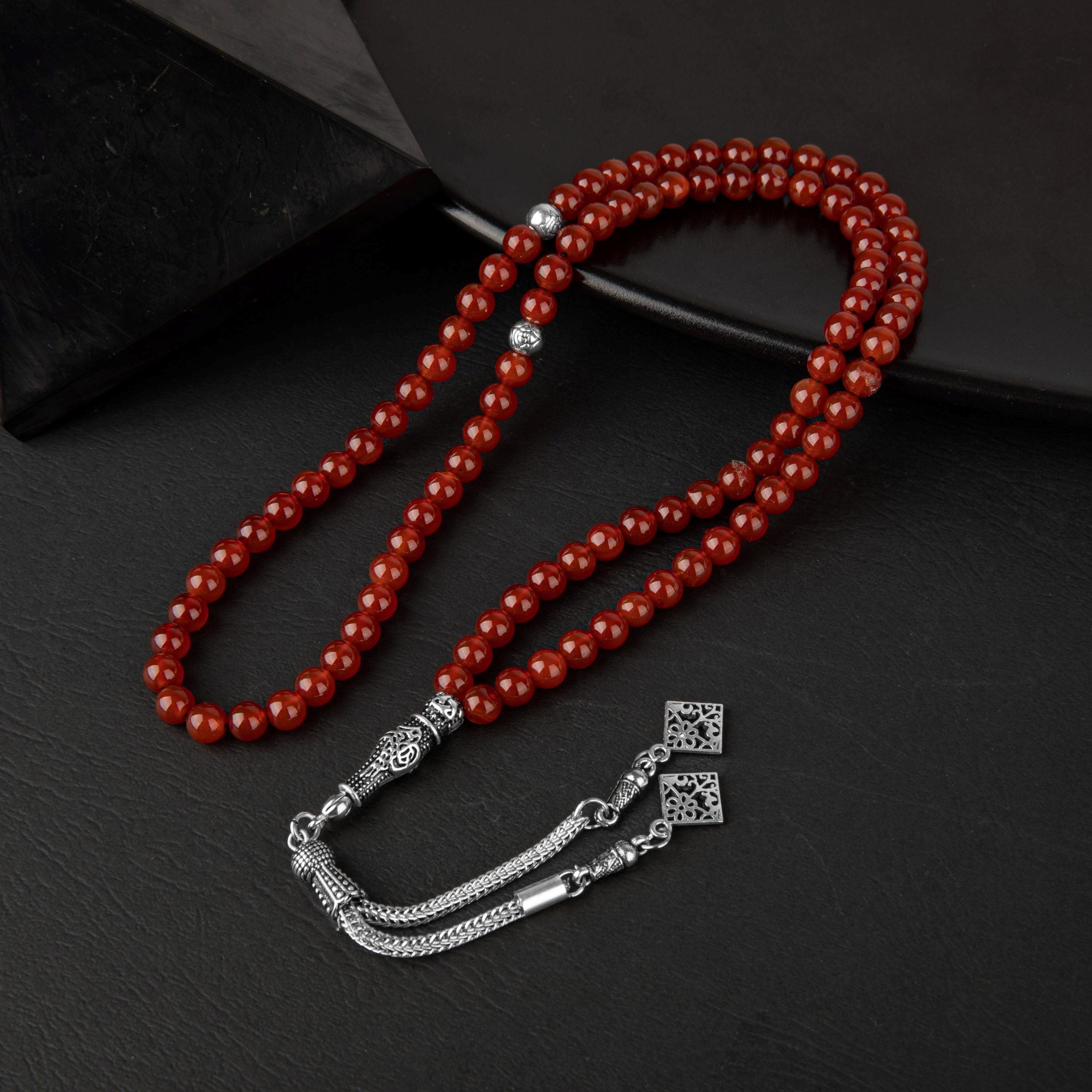 Kırmızı Akik Doğal Taş Tesbih – 99’luk / 6 mm