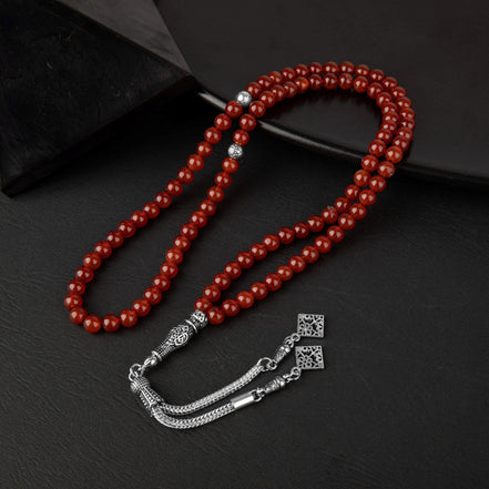 Kırmızı Akik Doğal Taş Tesbih – 99’luk / 6 mm