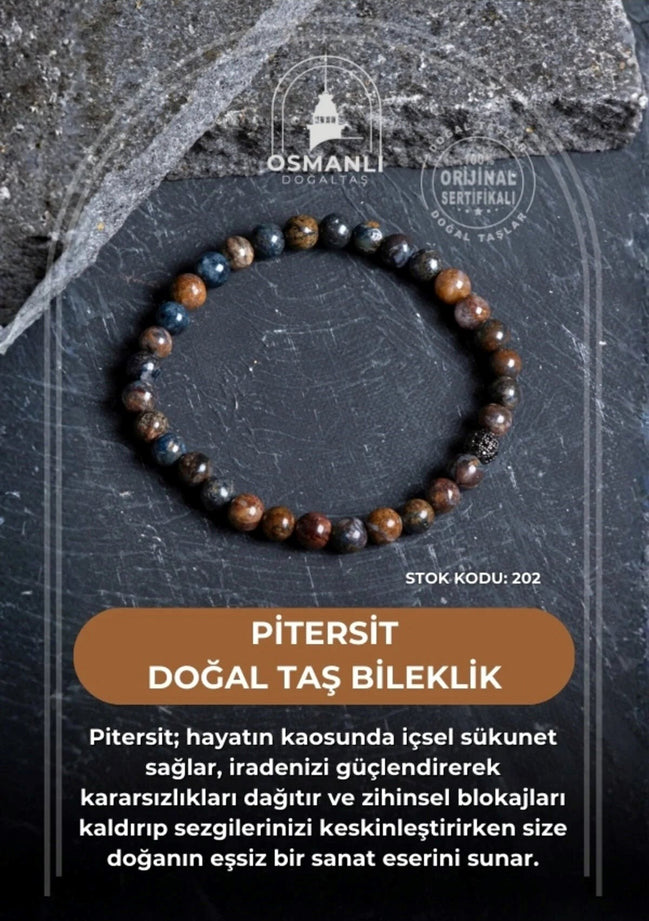 Pitersit 6mm Doğal Taş Bileklik