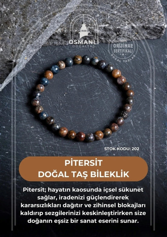 Pitersit 6mm Doğal Taş Bileklik