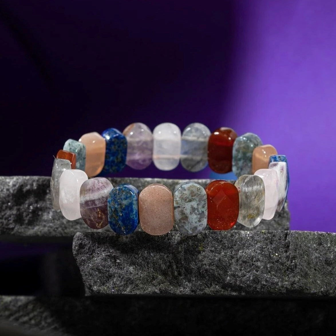 Terazi Burcu Bileklik Ametist, Dumanlı Kuvars, Güneş Taşı, Kırmızı Akik, Labradorit, Lapis Lazuli, Pembe Kuvars