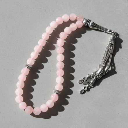 Pembe Kuvars (Gül Kuvars) Doğal Taş Tesbih – 33’lük / 8 mm