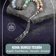 Kova Burcu Tesbih Anjelit, Fosil Mercan, Hematit, Krizokol