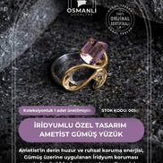İridyumlu Ametist Özel Tasarım Gümüş Yüzük  (Kadın) (SK:005)