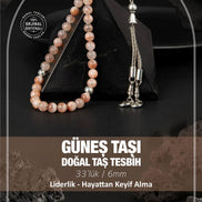 Güneş Taşı Doğal Taş Tesbih 33lük - 6mm