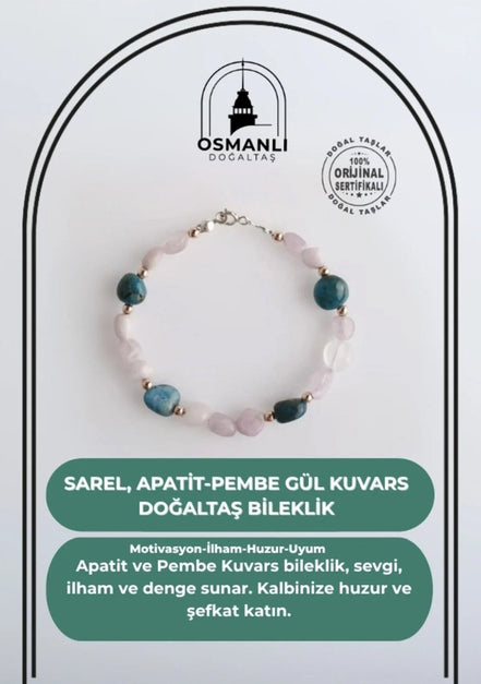 Sarel, Apatit-Pembe Gül Kuvars Doğaltaş Bileklik
