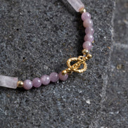Yakut, Pembe Kuvars Altın Kaplama Gümüş Kapama Bileklik