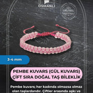 Pembe Kuvars (Gül Kuvars) 3-4mm Çift Sıra Doğal Taş Bileklik