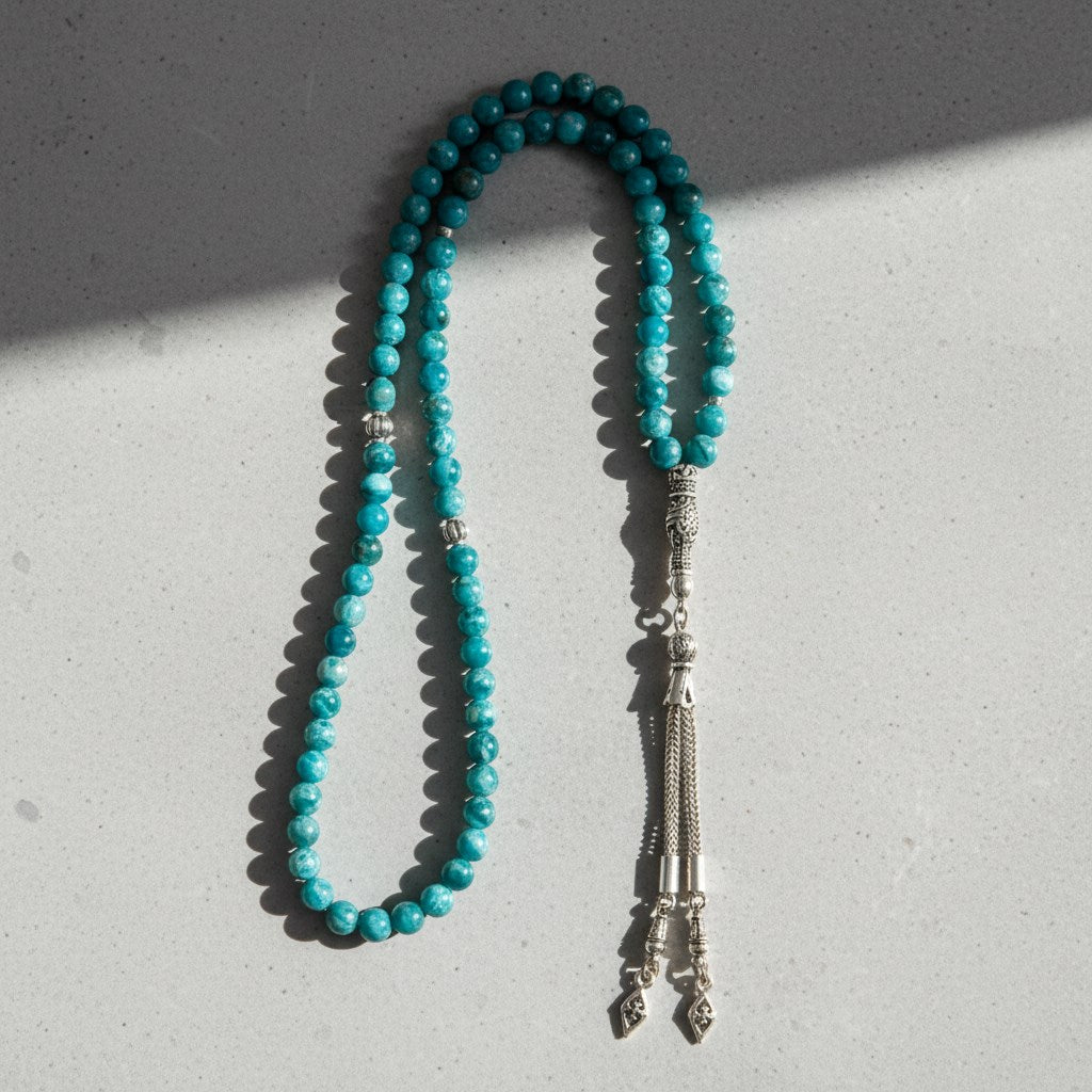 Mavi Apatit Doğal Taş Tesbih – 99’luk / 6 mm
