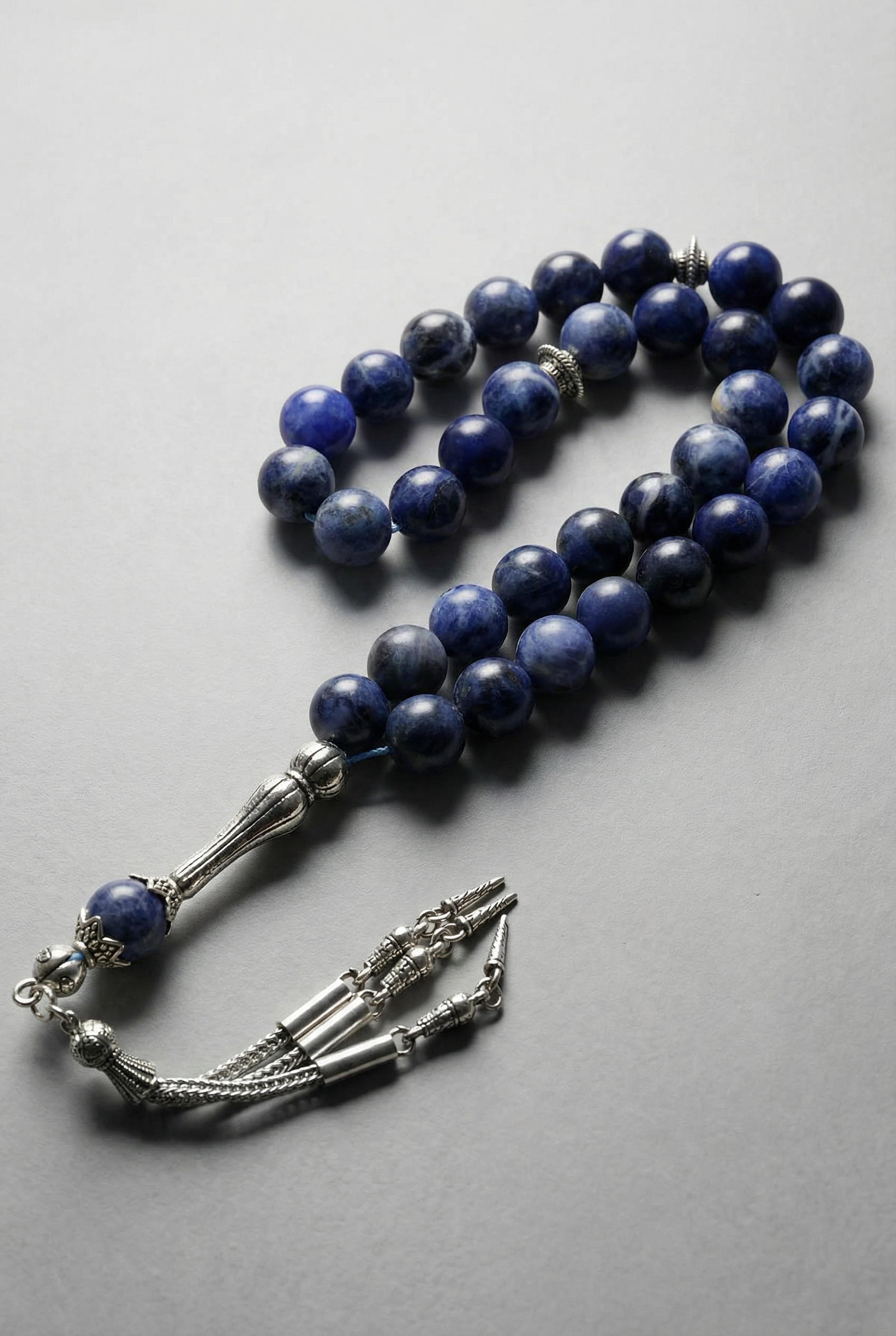 Sodalit Doğal Taş Tesbih – 10 mm Küre Kesim