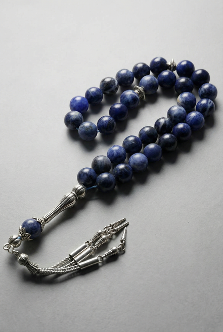 Sodalit Doğal Taş Tesbih – 10 mm Küre Kesim