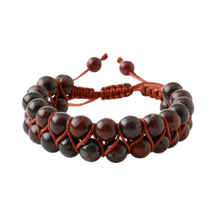 Dragon Jasper 8 mm Çift Sıra Makrome Doğal Taş Bileklik