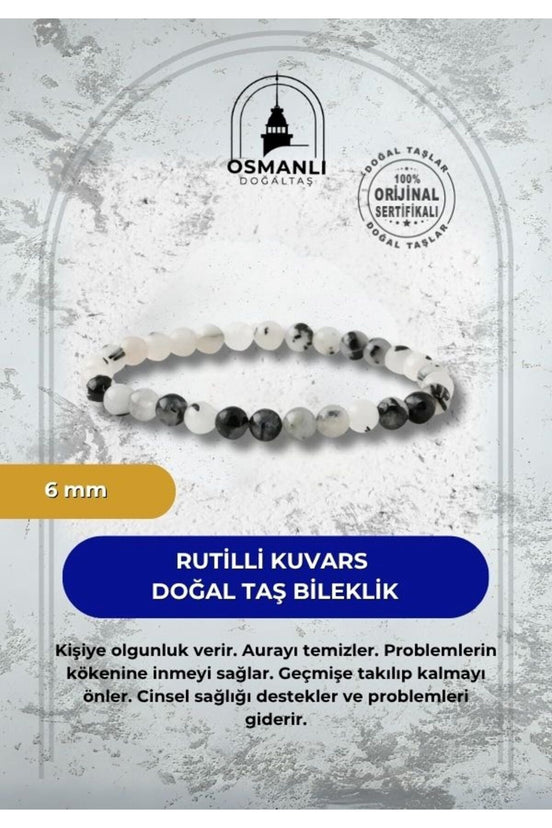 Rutilli Kuvars 6mm Doğal Taş Bileklik