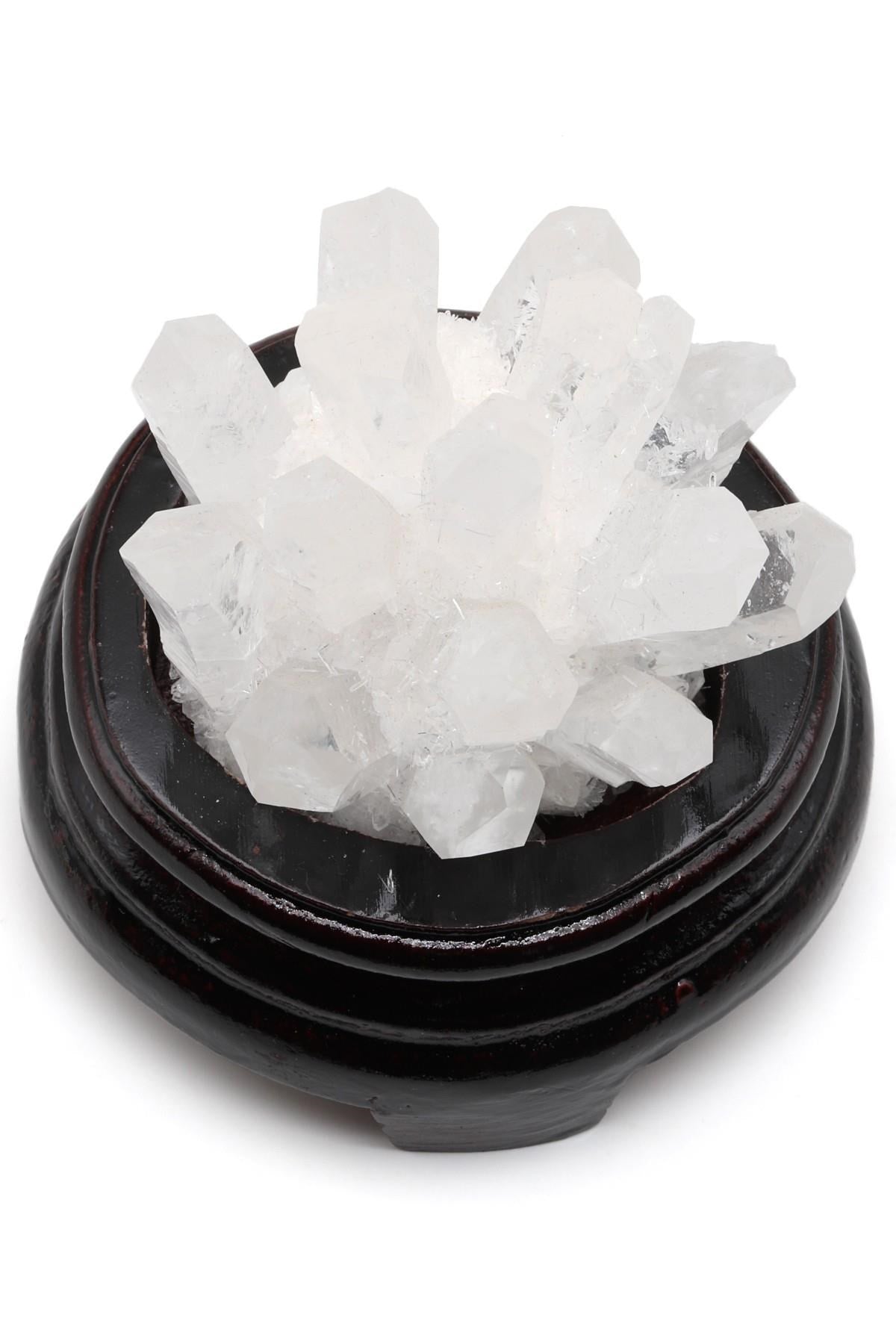 Kristal Kuvars Doğal Taş Standlı Ham Parça – 10 × 10 cm | 478 gr
