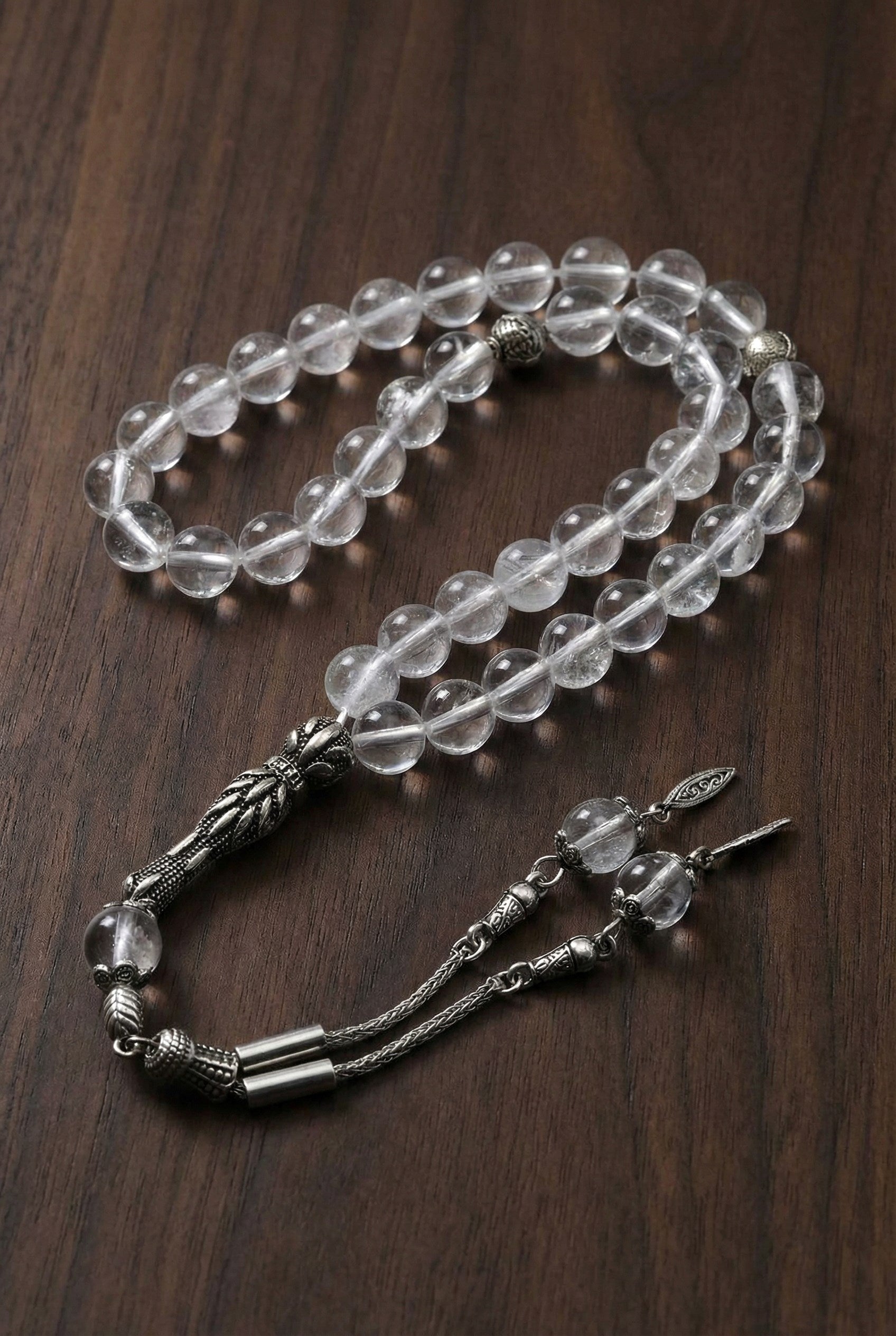Kristal Kuvars Doğal Taş Tesbih – 8 mm Küre Kesim