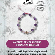 Ametist ve Pembe Kuvars Doğaltaş Bileklik