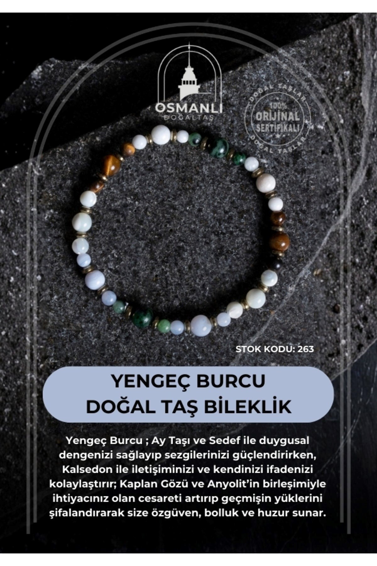 Yengeç Burcu Doğal Taş Bileklik (SK:263)