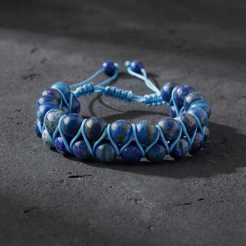 Lapis Lazuli 8mm Çift Sıra Makrome Doğal Taş Bileklik