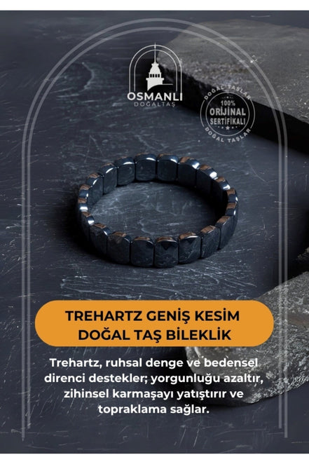 Sertifikalı Trehartz Geniş Kesim Doğal Taş Bileklik