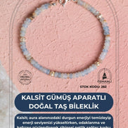 Sertifikalı Kalsit Gümüş Aparatlı Doğal Taş Bileklik (SK:282)